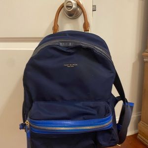 Tory Burch blue backpack nylon with leather accents